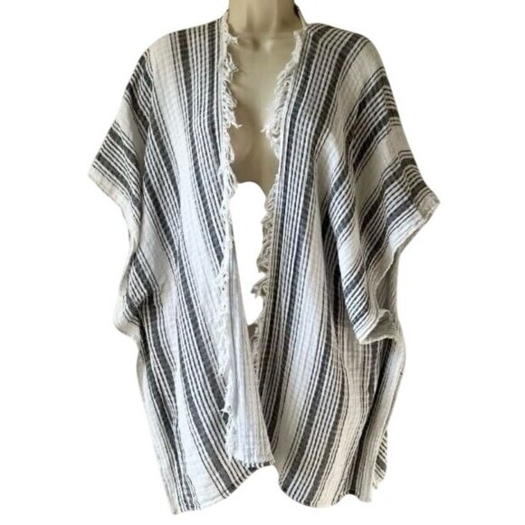 Aerie Striped Lightweight Open Front Kimono Swim Coverup Cape One Size - Picture 1 of 8